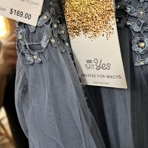 Slate Blue Gown Size 15 Say Yes TLC Formal Prom NWT - Picture 8 of 12